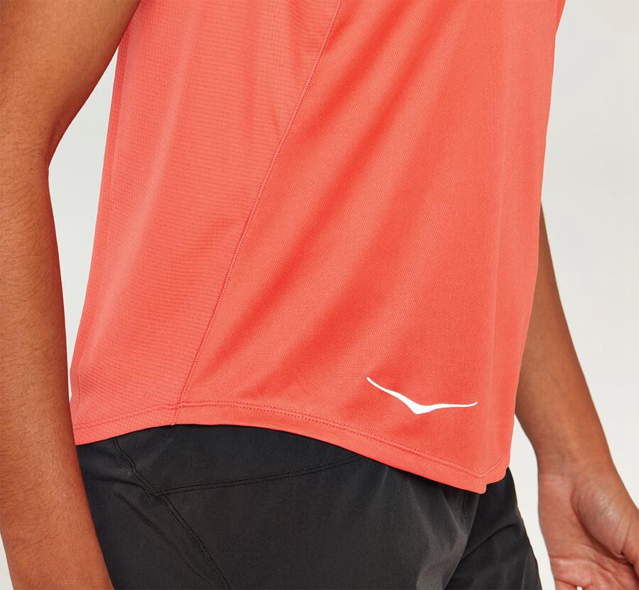 Hoka Australia One One Performance Tank - Womens Tops Orange - IRXBA-4672